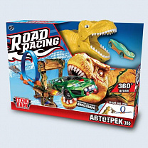 Технопарк Автотрек Road Racing с динозавром, 1 машинка RR-ТRК-159-R с 3 лет