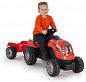 Smoby Смоби Трактор педальный XL с прицепом, красный, 142х44х54,5 см с 3 лет