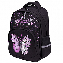 Brauberg Рюкзак школьный Soft, 2 отделения, светящийся Flower butterfly 271365