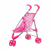 Gulliver Коляска для куклы прогулочная розовая (передние колеса вращаются) с 3 лет