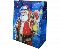 Eureka Пакет подарочный 33x45.5x10 см, Новый год, Санта с фонарем, арт.EUX/150405