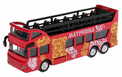 Технопарк Автобус двухэтажный экскурсионный Матрешка 15 см металл, красный SВ-16-21-1-WВ с 3 лет