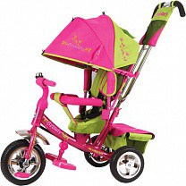 Beauty Велосипед 3-х колесный колеса EVA 8/10 с капюшоном розовый/салатовый с 1 года