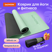 Daswerk Коврик для йоги и фитнеса 183x61x0,6 см, светло-зеленый/черный 680031