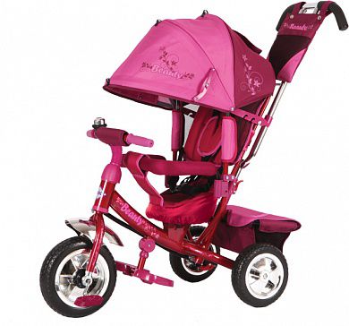 Beauty Велосипед 3-х колесный колеса EVA 8/10 с капюшоном розовый/малиновый с 1 года