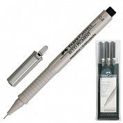 Faber-Castell Ручки капиллярные Ecco Pigment, Набор 3 шт, 0,4; 0,6; 0,8мм, 167003, черные