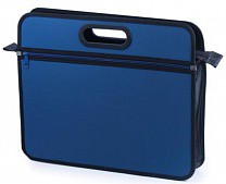 Brauberg Сумка пластиковая А4+ на молнии, внешний карман, фактура бисер, синяя, 390х315х70 мм, 22516