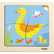 VIGA Пазл для малышей Утенок 4 детали (дерево) VG51314 с 1 года