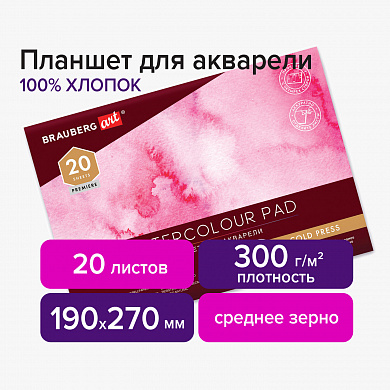 Brauberg ������� ��� �������� ������ 100% 300 �, 190�270 �� 4 �������, ������� �����, 20 � Art Premi