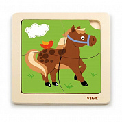 VIGA Пазл для малышей Лошадка 4 детали (дерево) VG51312 с 1 года
