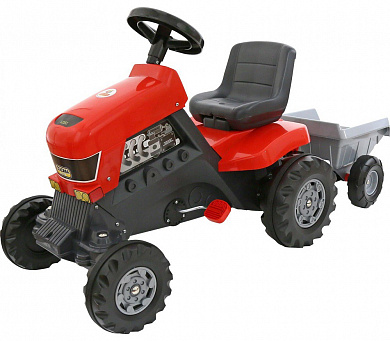 Полесье Каталка-трактор с педалями Turbo с полуприцепом красный 52681 с 3 лет