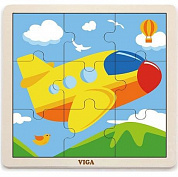 VIGA Пазл для малышей Самолет 9 деталей (дерево) 51447 с 1,5 лет