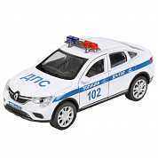 Технопарк Машина Renault Arkana Полиция 12 см свет, звук, металл ARKANA-12SLPOL-WH с 3 лет