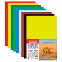 Пифагор Картон цветной А4 немелованный (матовый), 3 упаковки по 16 листов 8 цветов 200х283 мм 128010