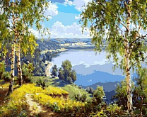 Картина по номерам На берегу реки Роспись по холсту 40х50 см MS7474 с 8 лет