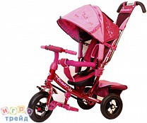 Beauty Велосипед 3-х колесный надувные колеса 8/10 с капюшоном розовый/малиновый с 1 года