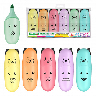 Brauberg ����� ����������������� ���� 6 ������ Kids Cute Cats Pastel 1-5 �� 152436