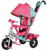 Beauty Велосипед 3-х колесный надувные колеса 8/10 с капюшоном розовый/мятный с 1 года