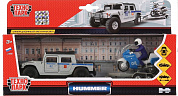 Технопарк Машина Hummer H1 полиция 12 см инерционная + мотоцикл (металл) 278810 с 3 лет