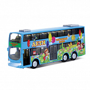 Технопарк Машина инерционная Автобус дети двухэтажный со светом и звуком открываются двери 144878