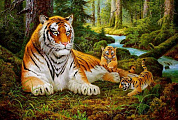 Алмазная картина Семья тигров 40х50 см с подрамником YSG1659 с 8 лет
