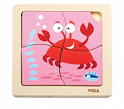 VIGA Пазл для малышей Краб 4 детали (дерево) VG50146 с 1 года