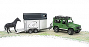 Bruder Брудер Внедорожник Land Rover Defender с прицепом-коневозкой и лошадью 02-592 с 3 до 7 лет