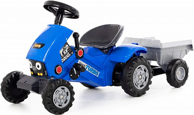 Полесье Каталка-трактор с педалями Turbo-2 с полуприцепом синий 84651 с 2 лет